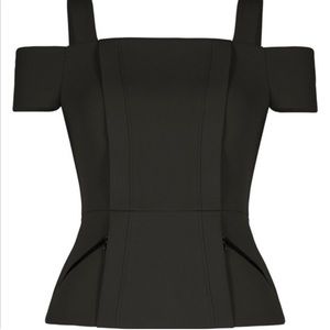 BCBG MAXAZRIA  “EMELYA” Cold Shoulder Peplum Blouse Top NWT